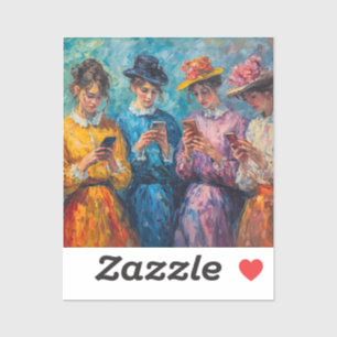 19th Century People Using Smartphones Sticker