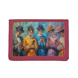 19th Century People Using Smartphones Trifold Wallet