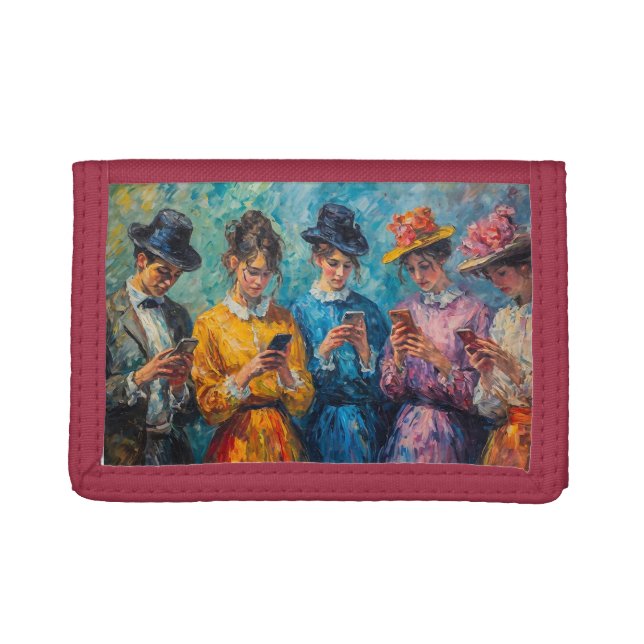 19th Century People Using Smartphones Trifold Wallet (Front)