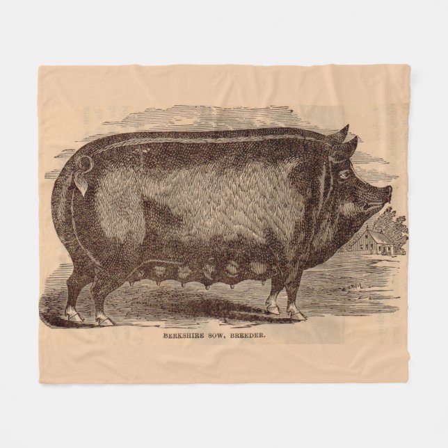 19th century pig print Berkshire sow no. 1 Fleece Blanket (Front (Horizontal))