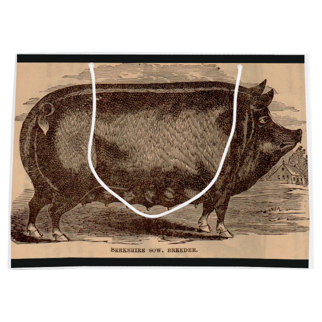 19th century pig print Berkshire sow no. 1 Large Gift Bag (Front)