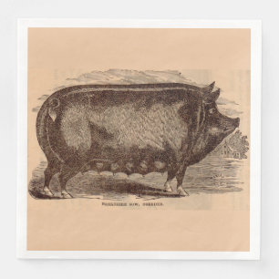 19th century pig print Berkshire sow no. 1 Paper Dinner Napkins
