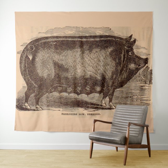 19th century pig print Berkshire sow no. 1 Tapestry (In Situ (Horizontal))