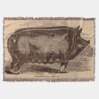 19th century pig print Berkshire sow no. 1 Throw Blanket