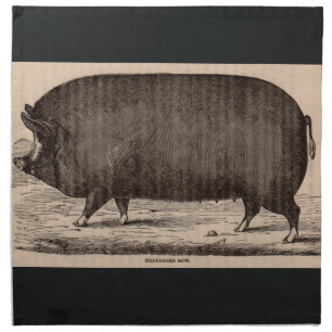 19th century pig print Berkshire sow no. 2 Cloth Napkin