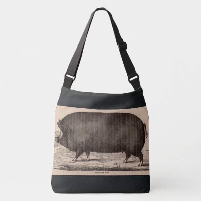 19th century pig print Berkshire sow no. 2 Crossbody Bag (Front)