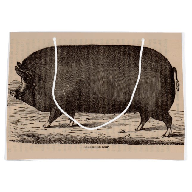 19th century pig print Berkshire sow no. 2 Large Gift Bag (Front)