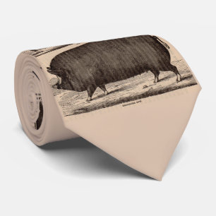 19th century pig print Berkshire sow no. 2 Neck Tie