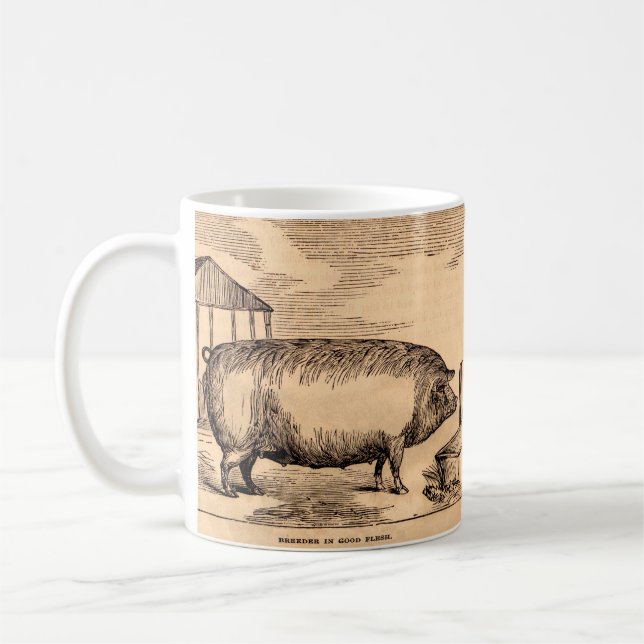 19th century pig print ‘Breeder in Good Flesh’ Coffee Mug (Left)
