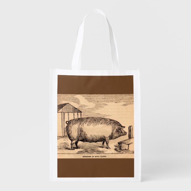 19th century pig print ‘Breeder in Good Flesh’ Grocery Bag (Front)