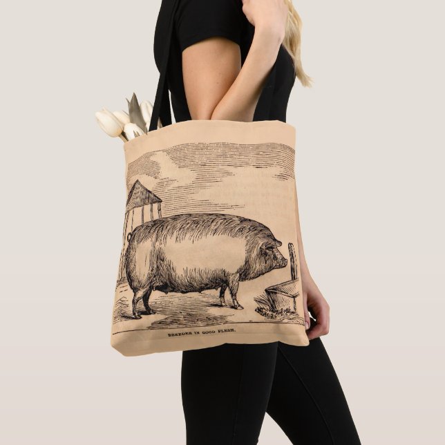 19th century pig print ‘Breeder in Good Flesh’ Tote Bag (Close Up)