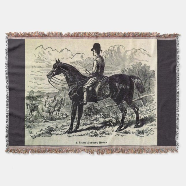 19th century print A Light Hunting Horse Throw Blanket (Front)