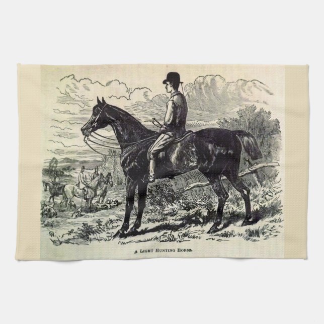 19th century print A Light Hunting Horse Towel (Horizontal)