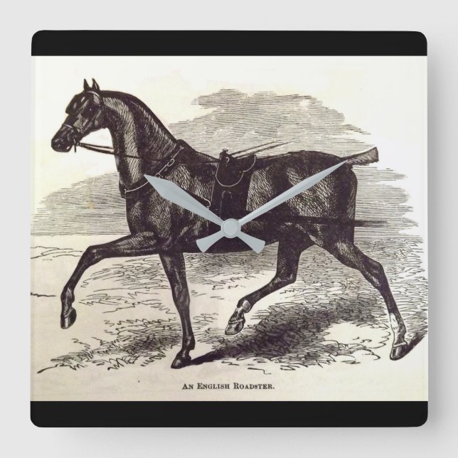 19th century print An English Roadster horse Square Wall Clock (Front)