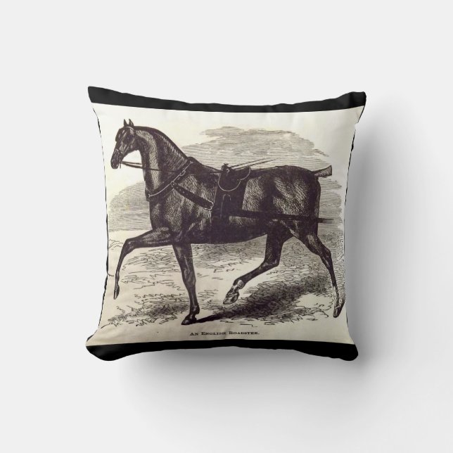 19th century print An English Roadster horse Throw Pillow (Front)