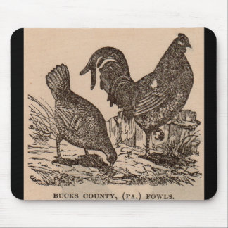 19th century print Bucks County fowls chickens Mouse Pad