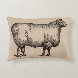 19th century print Cotswold sheep Accent Pillow