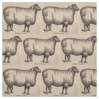 19th century print Cotswold sheep print Fabric