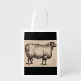 19th century print Cotswold sheep Reusable Grocery Bag
