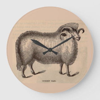 19th century print Dorset ram Large Clock