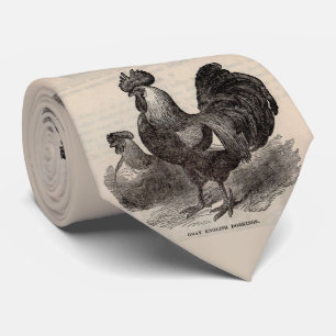19th century print gray English dorkings chickens  Neck Tie