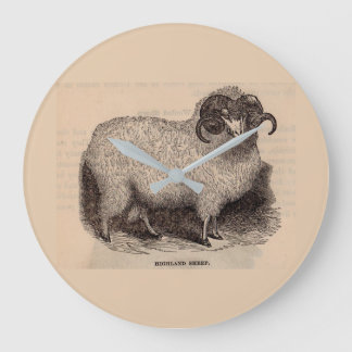 19th century print Highland sheep Large Clock