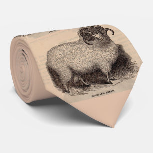 19th century print Highland sheep print Neck Tie