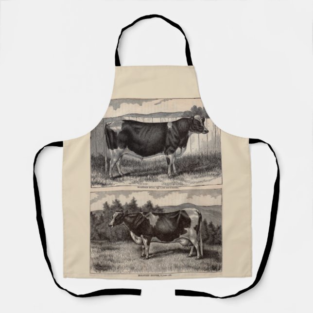 19th century print Holstein bull and heifer print Apron (Front)