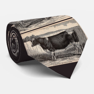 19th century print Holstein bull Neck Tie