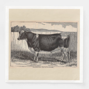 19th century print Holstein bull Paper Dinner Napkins