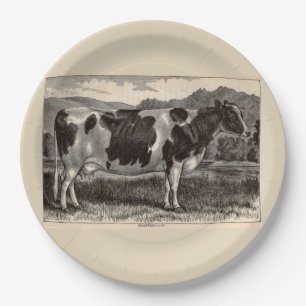 19th century print Holstein cow Paper Plates