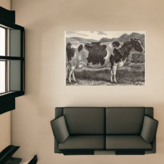 19th century print Holstein cow Rug