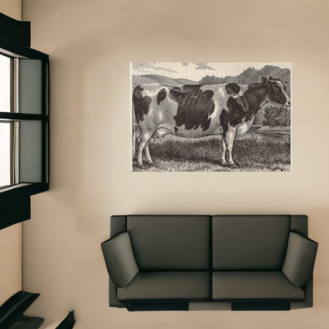 19th century print Holstein cow Rug (Insitu (Indoor 1))