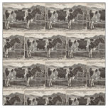 19th century print Holstein heifer Fabric