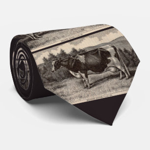 19th century print Holstein heifer Neck Tie