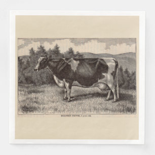 19th century print Holstein heifer Paper Dinner Napkins