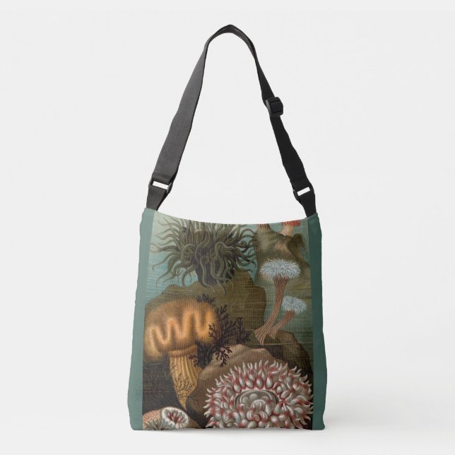 19th century print sea anemones crossbody bag (Front)