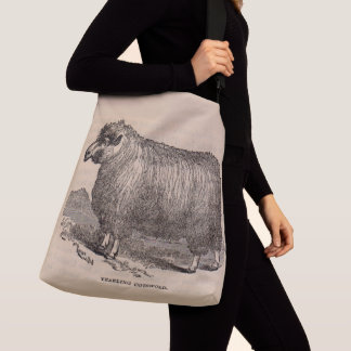 19th century print yearling Cotswold sheep Crossbody Bag
