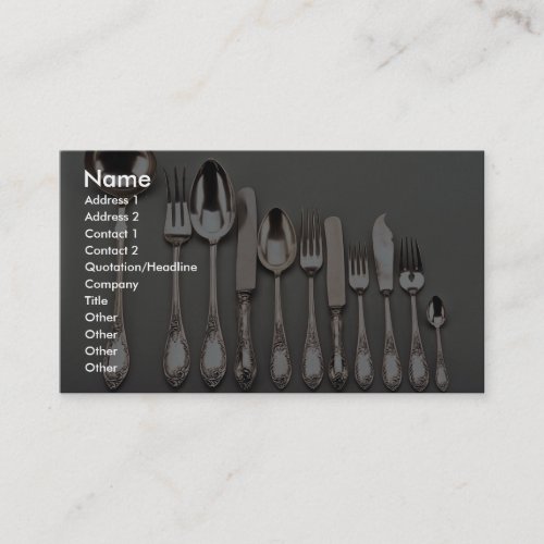19th century silver cutlery, Warsaw, Poland Business Card Template