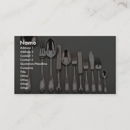 Customizable 19th century silver cutlery, Warsaw, Poland Business Card Template