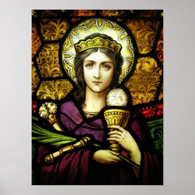 19th century stained glass St. Barbara Poster (Front)