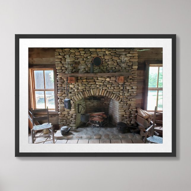 19th Century Stone Fireplace in Tennessee Home Framed Art (Framed Front)