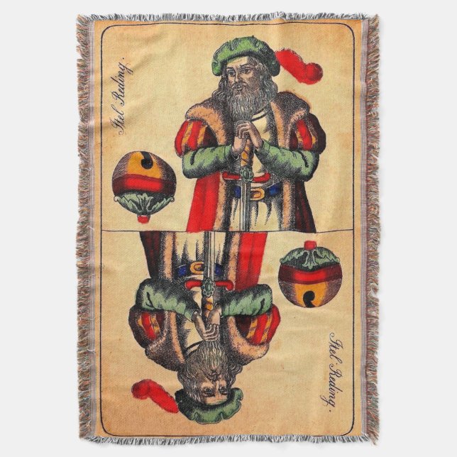 19th century tarot card no. 2 print throw blanket (Front Vertical)