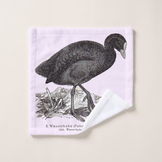 19th century wasserhuhn or moorhen print bath towel set (Wash Cloth)