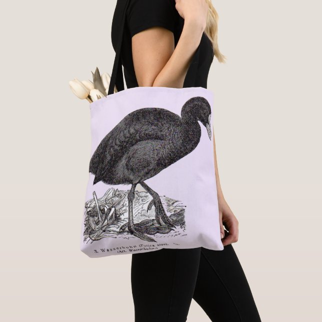 19th century wasserhuhn or moorhen print tote bag (Close Up)