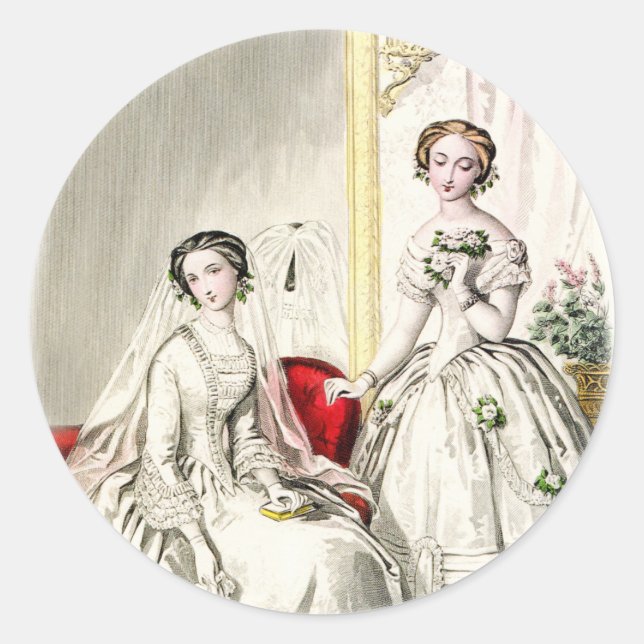 19th Century Wedding Classic Round Sticker (Front)