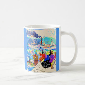 19th century yacht race print coffee mug