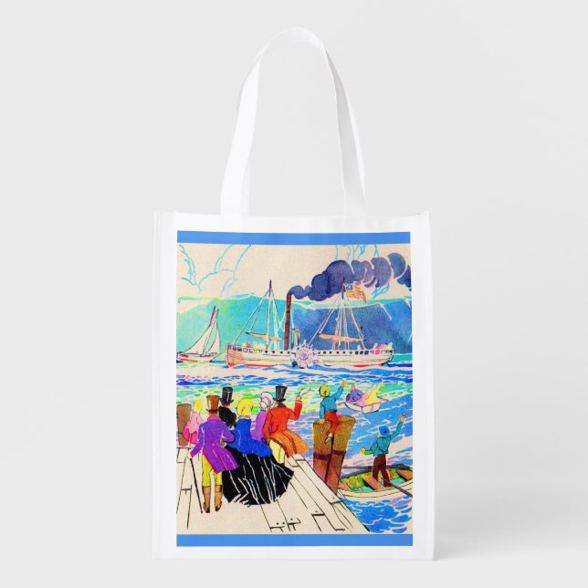 19th century yacht race reusable grocery bag (Front)