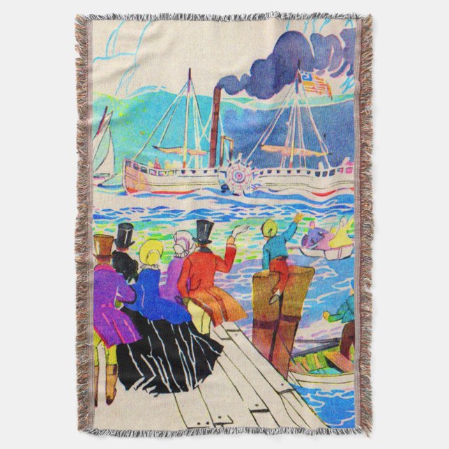 19th century yacht race throw blanket (Front Vertical)