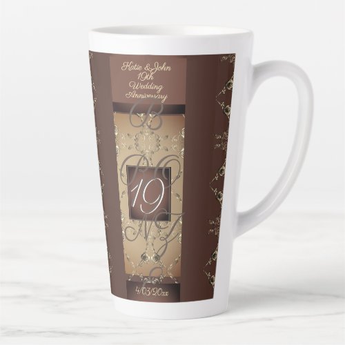 19th Drk Bronze Wedding Anniversary  Latte Mug